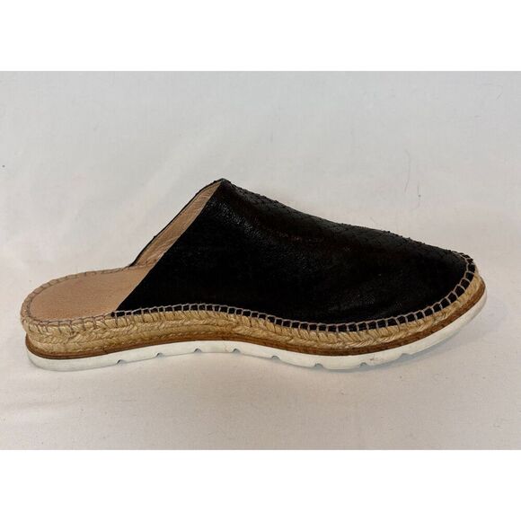 Free People Black Snake Skin Embossed Espadrille Mules size 40 - Picture 2 of 7
